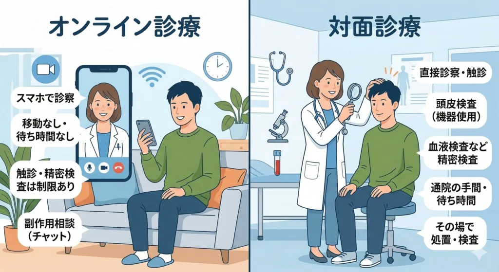 AGAオンライン診療と対面診療の違い